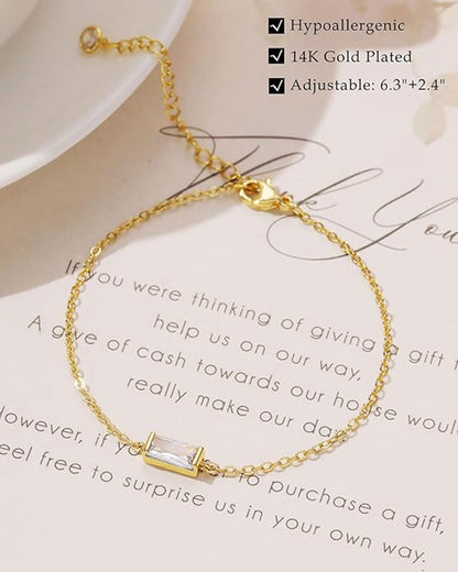 Gold Adjustable Chain Bracelets with Birthstone