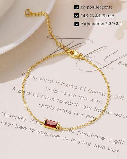Gold Adjustable Chain Bracelets with Birthstone
