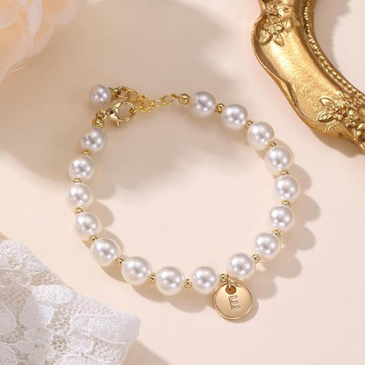 Gold Letter Pearl Bracelets