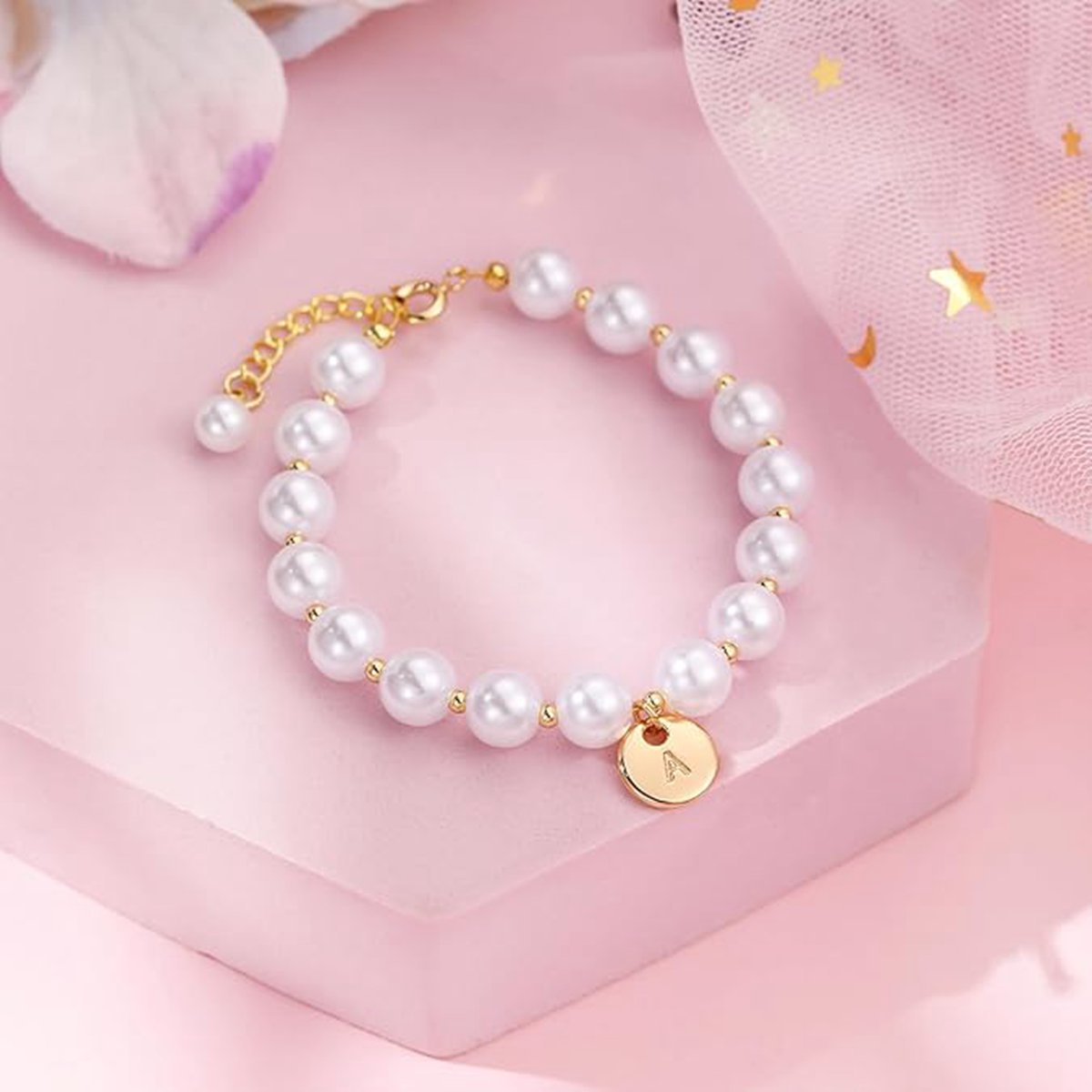 Gold Letter Pearl Bracelets
