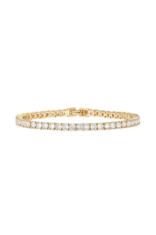 Gold Plated 3mm Cubic Zirconia Classic Tennis Bracelets