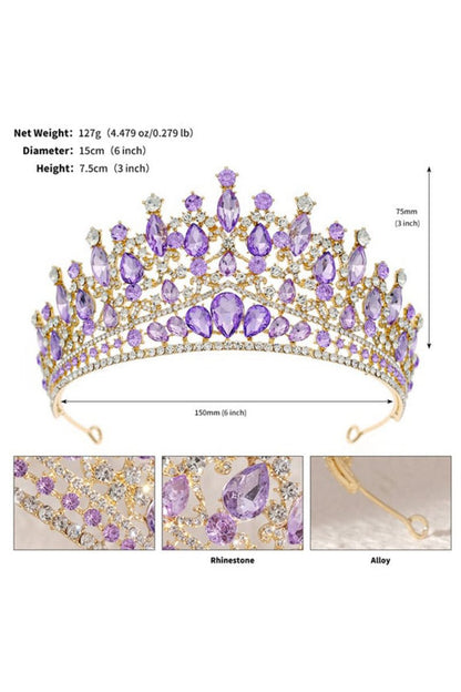 Purple Princess Rhinestone Crowns for Women