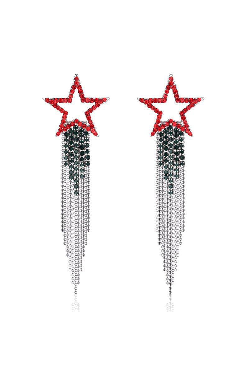 Star Tassel Crystal Dangle Earrings