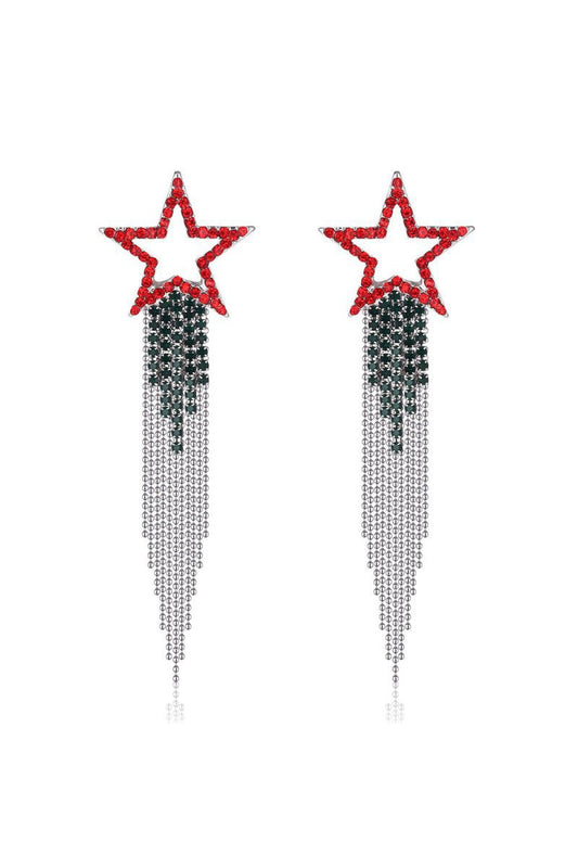 Star Tassel Crystal Dangle Earrings
