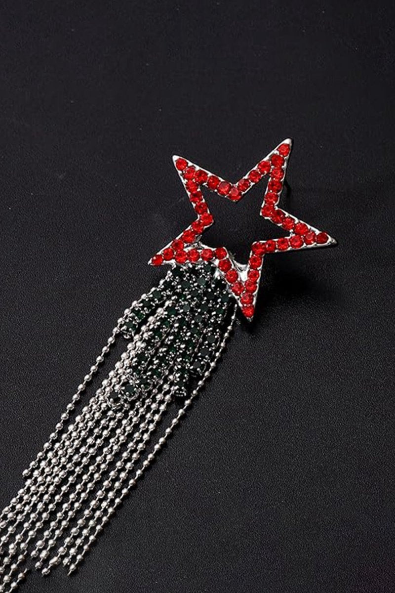 Star Tassel Crystal Dangle Earrings