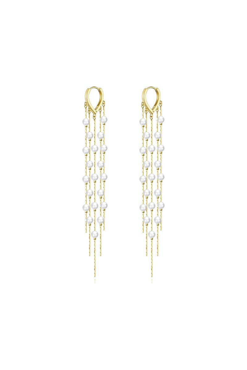 Long Pearl Tassel Earrings
