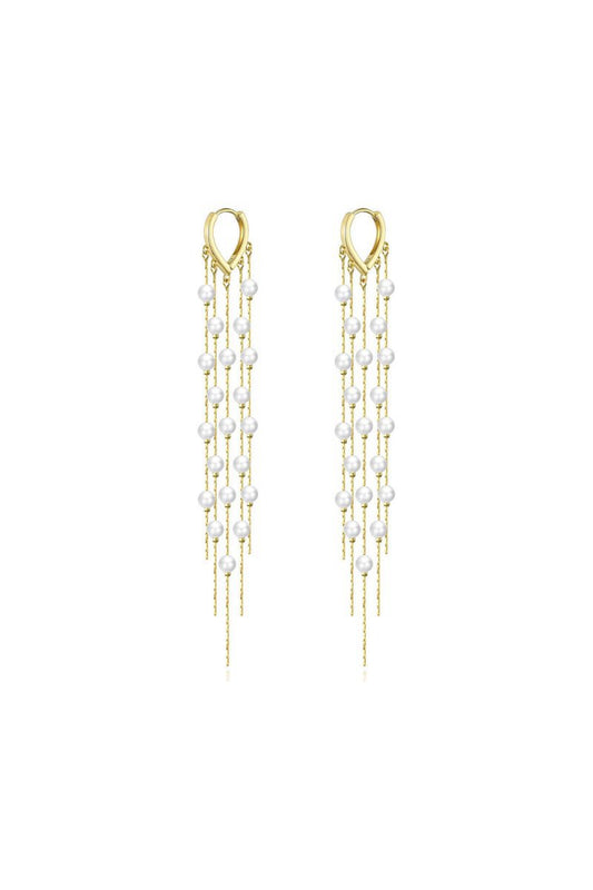 Long Pearl Tassel Earrings