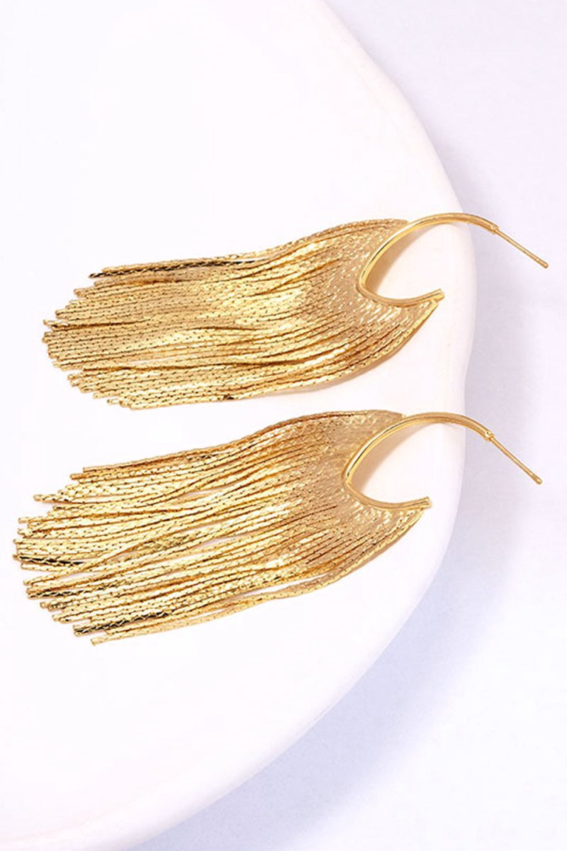 Gold Statement Tassel Long Earrings