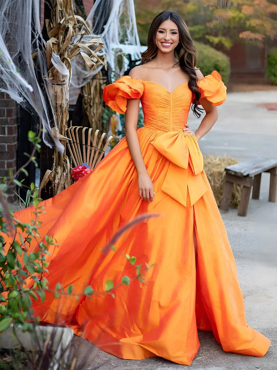 Sweetheart Pleated A-line Prom Dresses with Bow
