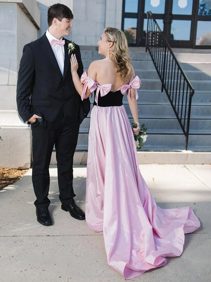 Off the Shoulder Mermaid Long Velvet Prom Dresses with Bows
