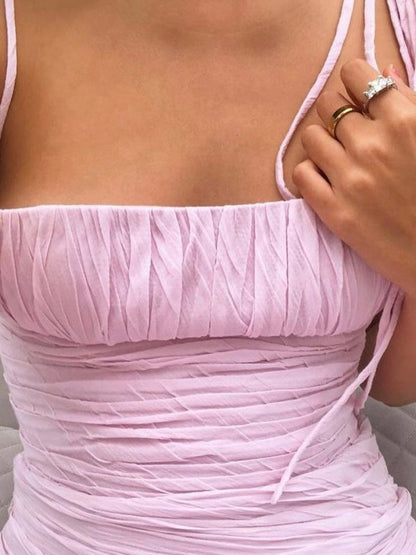 Mermaid Spaghetti Straps Floor Length Sleeveless Prom Dresses