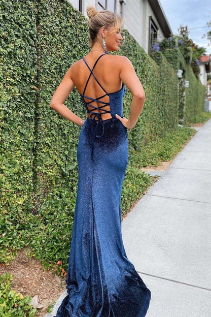 Mermaid Velvet Corset Lace-Up Long Formal Dresses with Slit