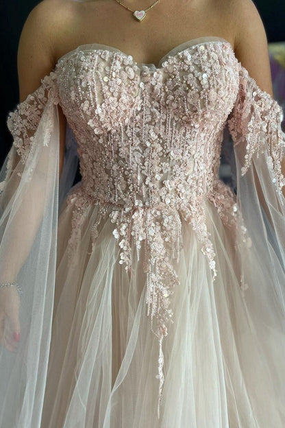 3D Floral Lace Off-the-Shoulder Ball Gown