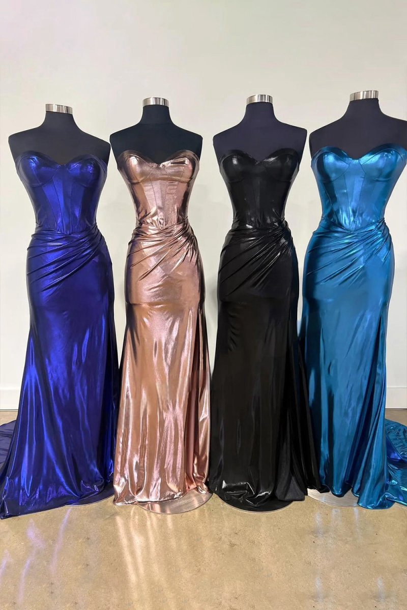 Strapless Mermaid Long Formal Dresses with Split