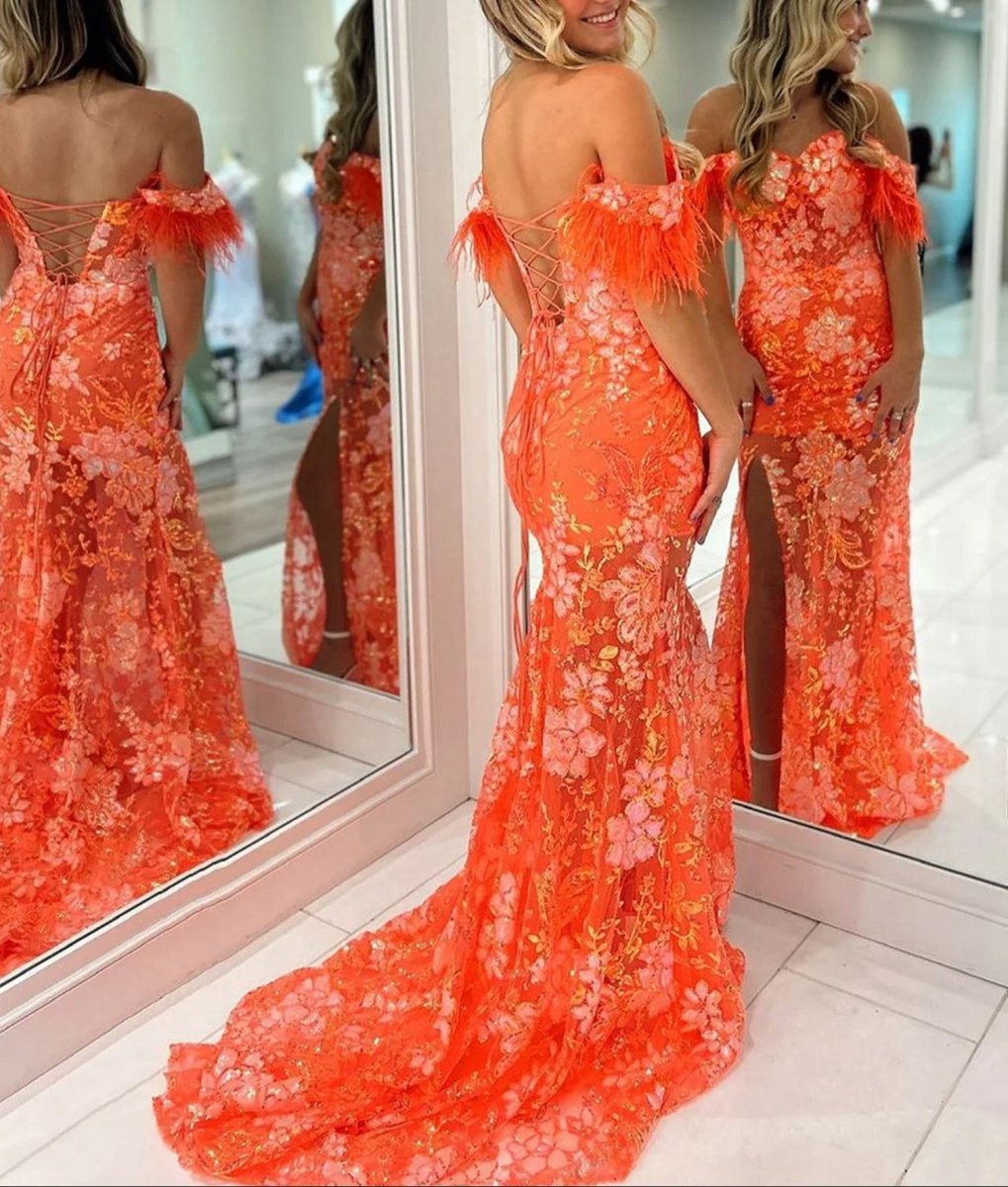 Sweetheart Mermaid Lace Long Prom Dresses with Split