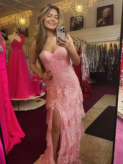 A-line Sweetheart Empire Lace Appliques Long Party Dresses