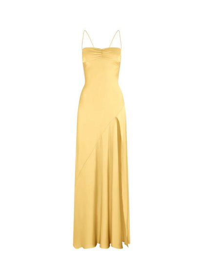 Spaghetti Straps Sheath Long Prom Dresses with Split