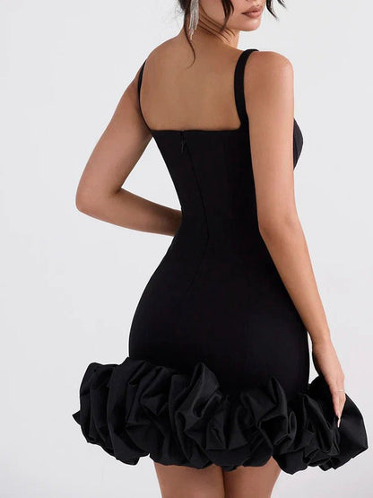 Ruched Spandex Mini Dresses with Ruffles