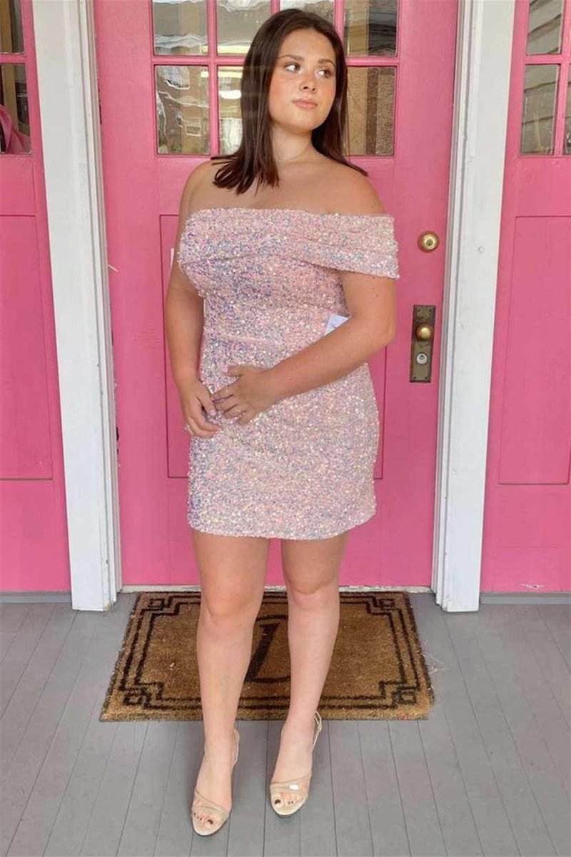 Off the Shoulder Sequins Bodycon Homecoming Dresses