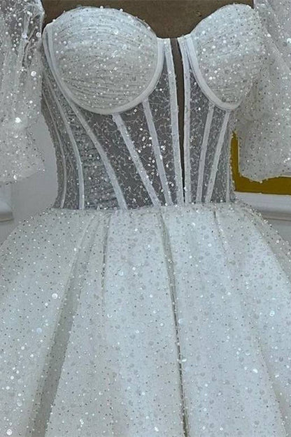Sweetheart Sequin Short Homecoming Dresses with Puff Sleeves