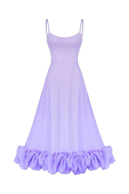 A-line Satin Long Prom Dresses with Ruffles