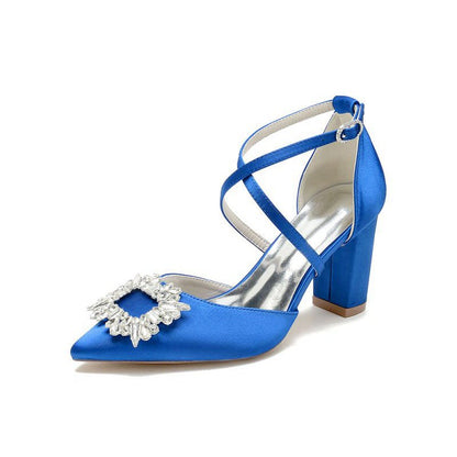 Satin Pump with Crystal-Embellished Cross-Strap