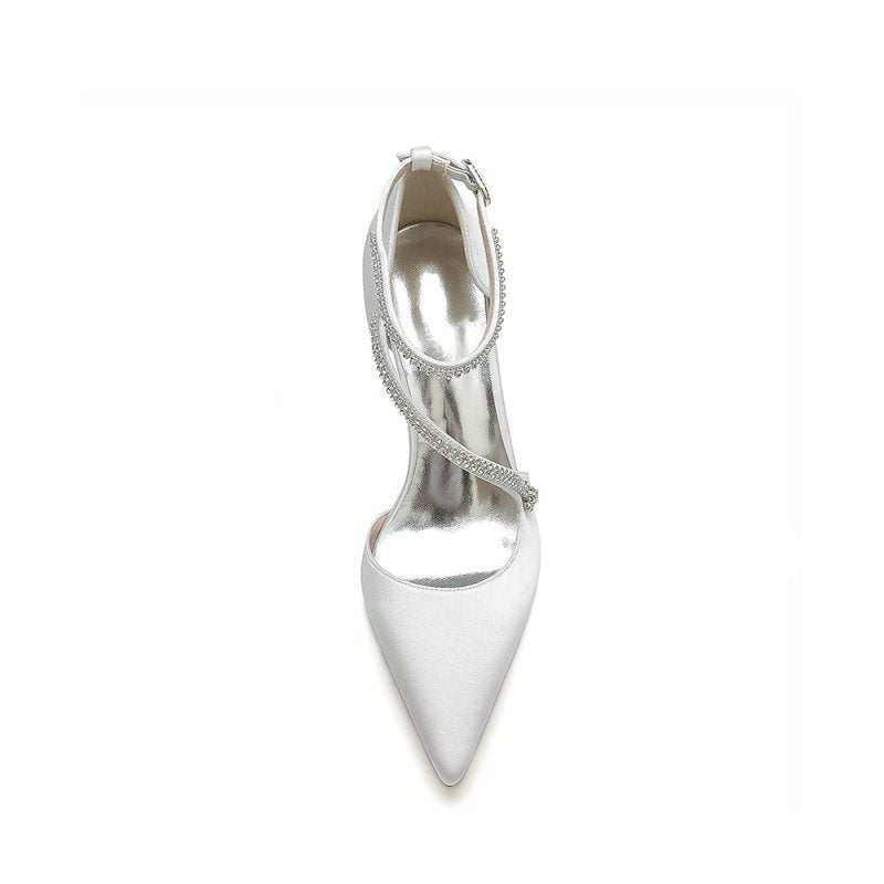 Satin Pump with Cross-Strap and Beaded Buckle