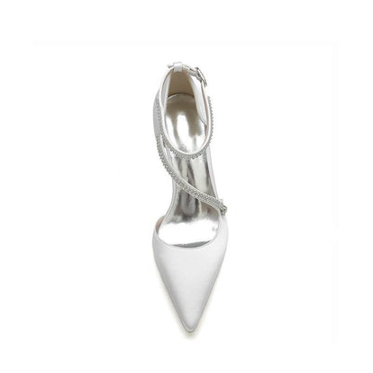 Satin Pump with Cross-Strap and Beaded Buckle