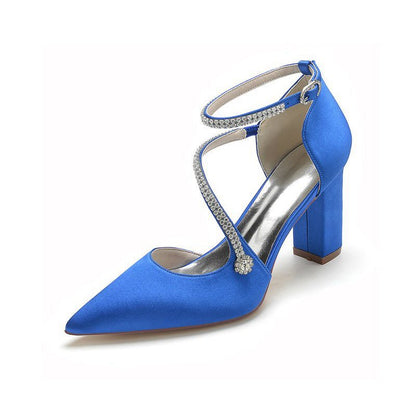 Satin Pump with Cross-Strap and Beaded Buckle