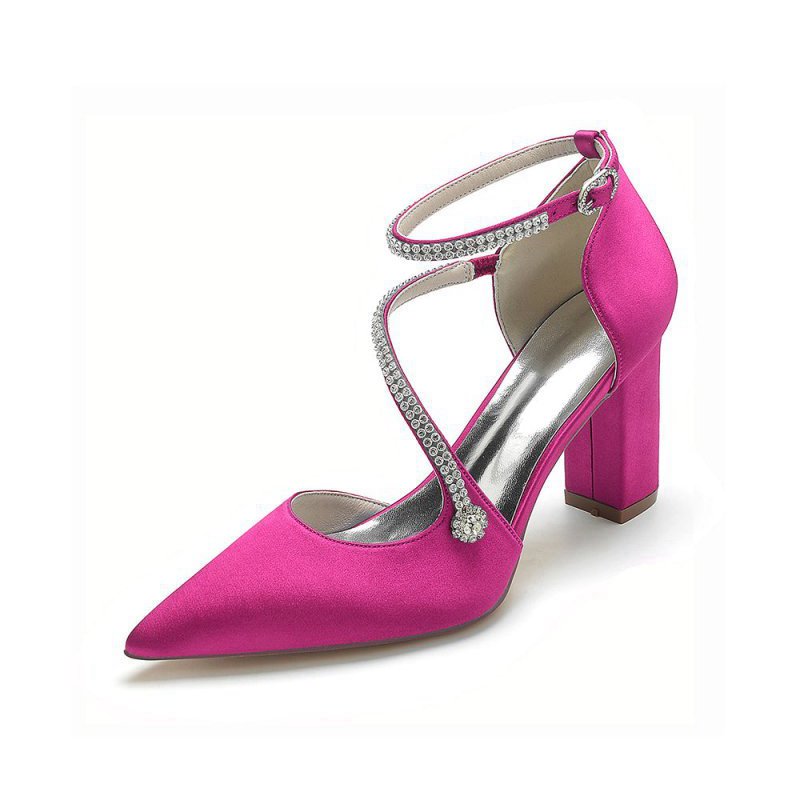 Satin Pump with Cross-Strap and Beaded Buckle