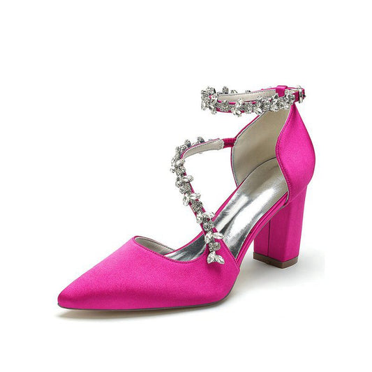Satin Pump with Chain Accent