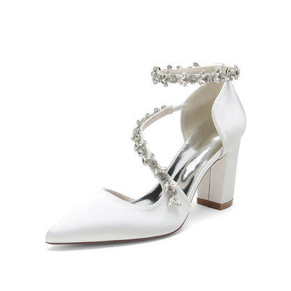 Satin Pump with Chain Accent