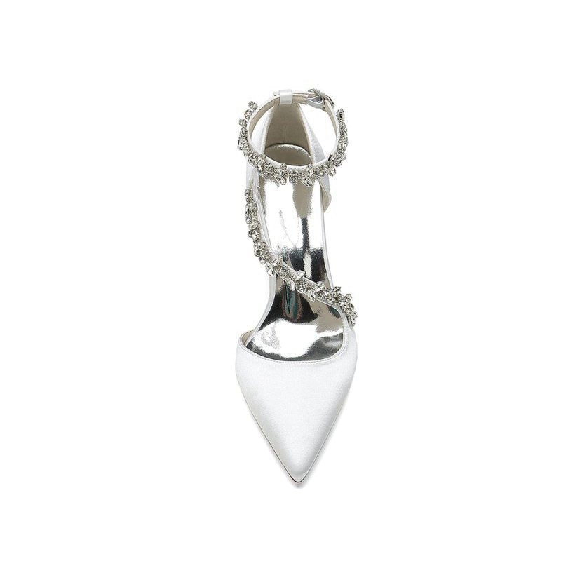 Satin Pump with Chain Accent