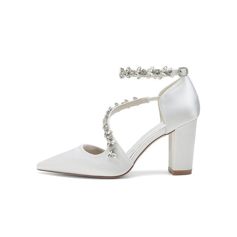 Satin Pump with Chain Accent
