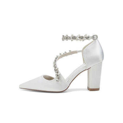 Satin Pump with Chain Accent