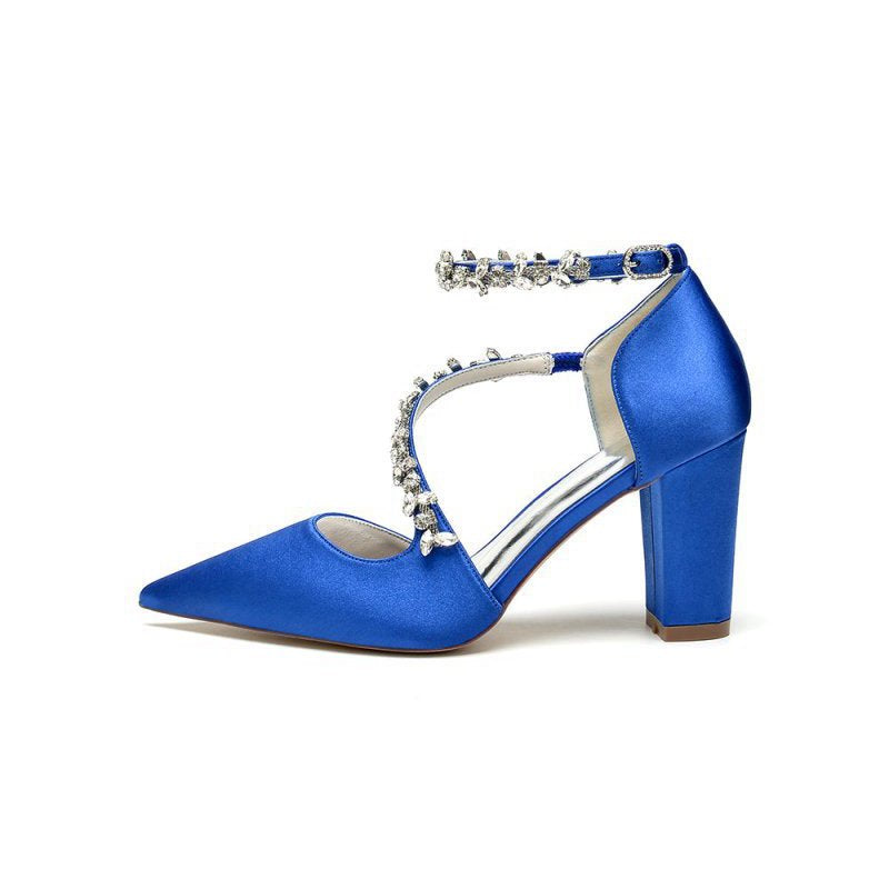 Satin Pump with Chain Accent