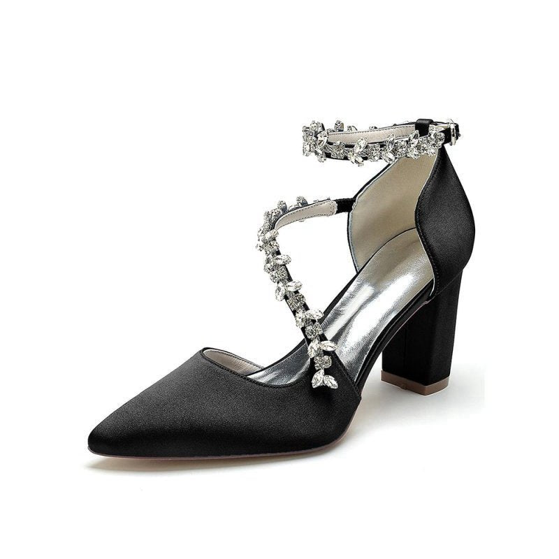 Satin Pump with Chain Accent