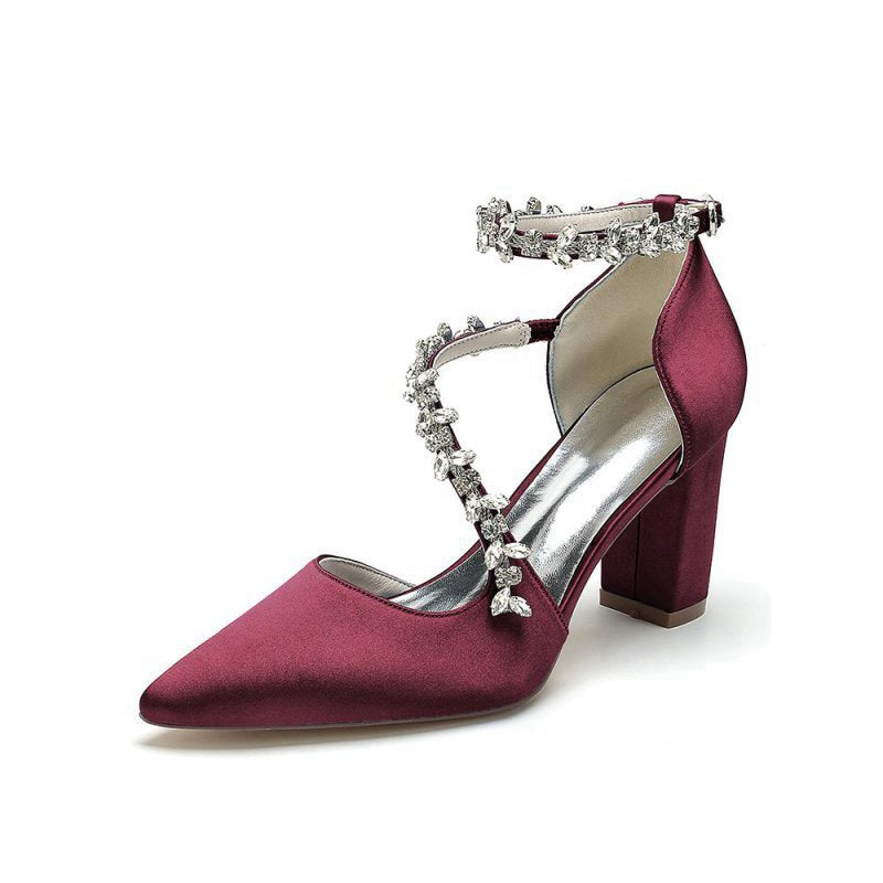 Satin Pump with Chain Accent