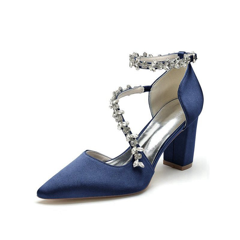 Satin Pump with Chain Accent