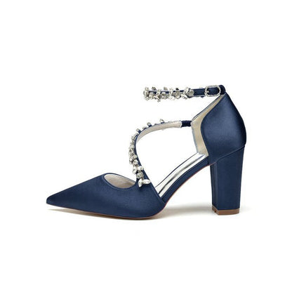 Satin Pump with Chain Accent