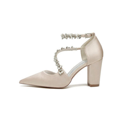 Satin Pump with Chain Accent