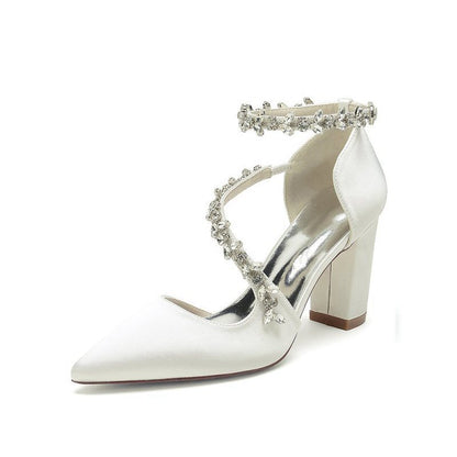 Satin Pump with Chain Accent