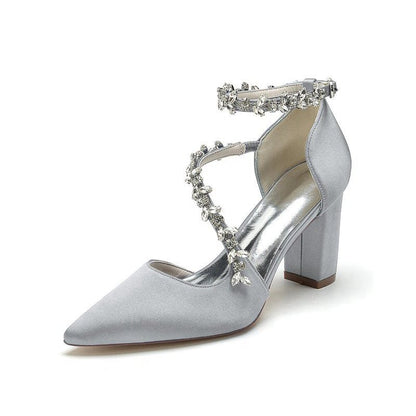 Satin Pump with Chain Accent