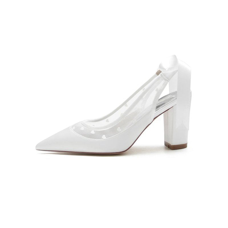 Hybrid Pump with Transparent Mesh and Heel Accent