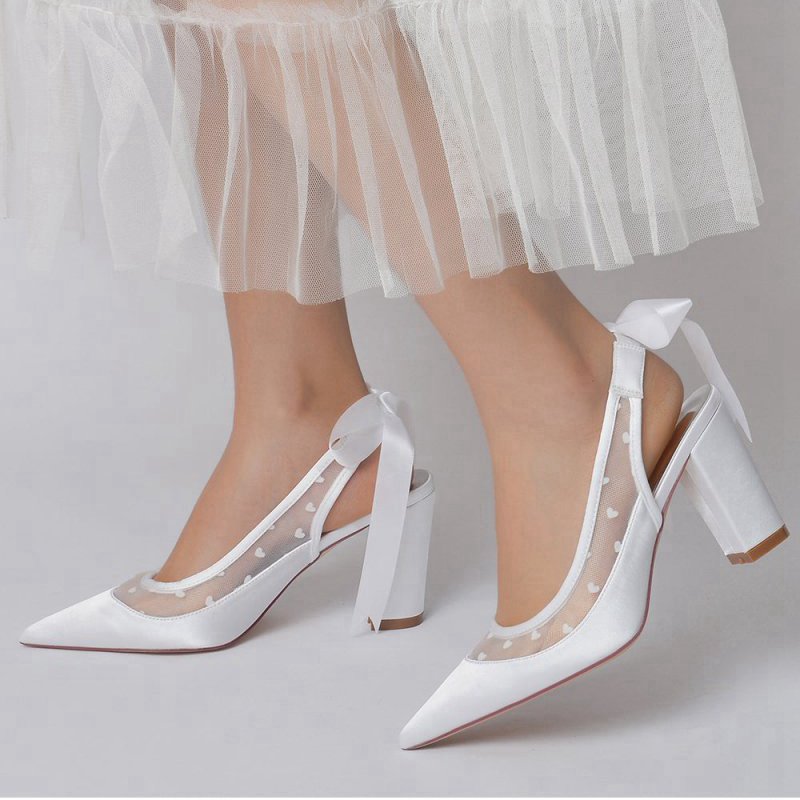 Hybrid Pump with Transparent Mesh and Heel Accent