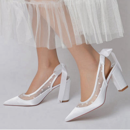Hybrid Pump with Transparent Mesh and Heel Accent