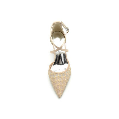 Cross-Strap Pump with Delicate Flower Embellishments