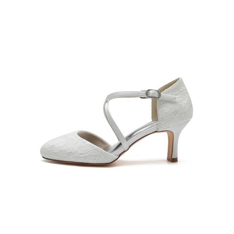 Lace Mid-Heel Pumps with Elegant Design