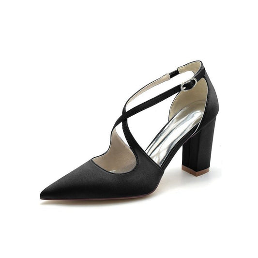Satin Pump with Cross-Strap Design