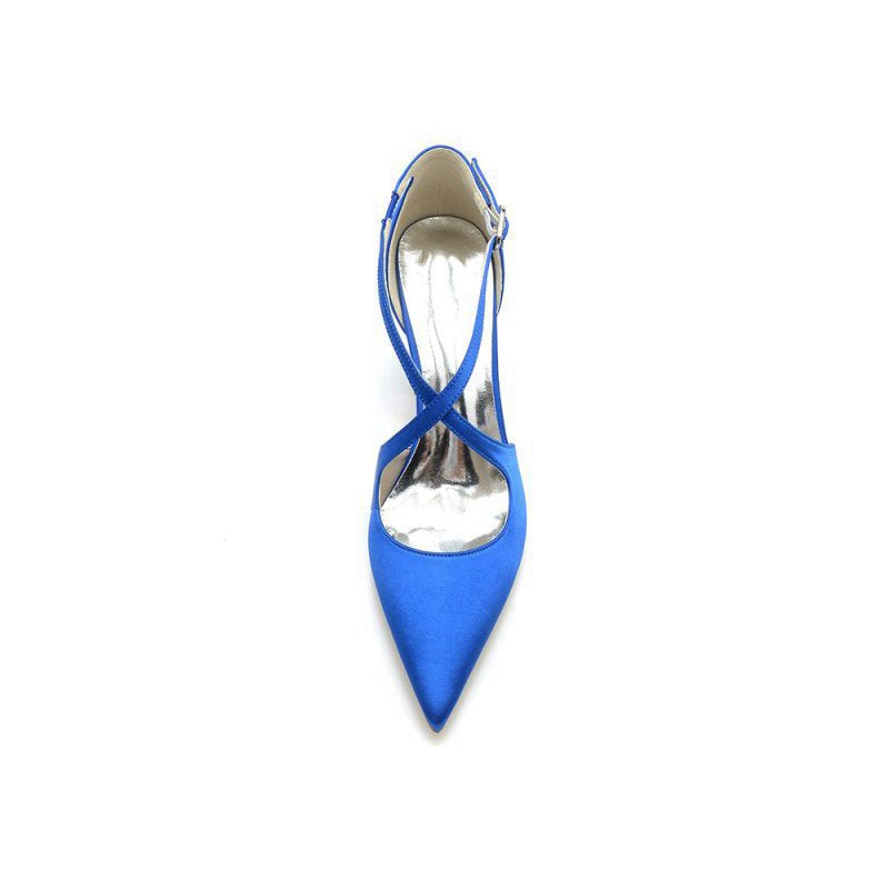 Satin Pump with Cross-Strap Design